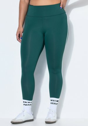 HIGH WAIST SIDE STRIPES - Leggings - dark green