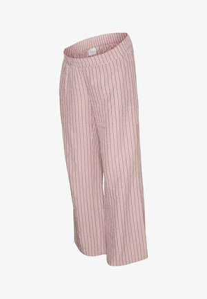 Roze-wit gestreepte broek met wijde pijpen, een elastische tailleband en lichtgewicht gestructureerde stof.