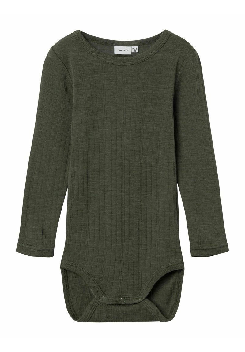 NAME IT Nmmwang Wool Needle LS Body Lana Neonato Maniche Lunghe Grigio Morbido - 4