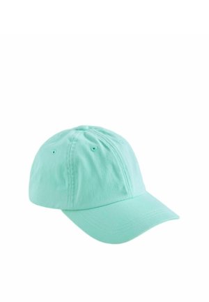 Baseballkappe in Minzgrün aus Stoff, mit gebogenem Schirm, genähten Akzenten und Belüftungslöchern an der Oberseite.