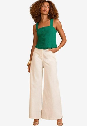 REGULAR FIT - WITH RUFFLE BUTTON THROUGH - Bluse - green