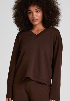 Hunkemöller HUNKEMÖLLER LOUNGE TOP AUDREY - Haut de pyjama - brown