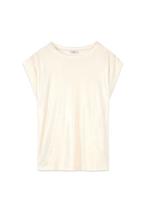 Oltre, T-SHIRT EFFETTO METALLIZZATO - Blouse - bianco