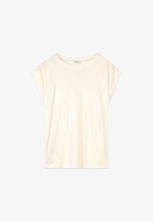 Oltre, T-SHIRT EFFETTO METALLIZZATO - Blusa - bianco
