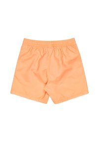Oranžové plavky vyrobené z hladkého, lehkého materiálu. Mají elastický pas a jednoduchý design bez dalších ozdob.