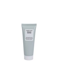 Gray tube of hand cream with a white cap, featuring a simple label that reads "SPECIALIST HAND CREAM" in bold black text.
