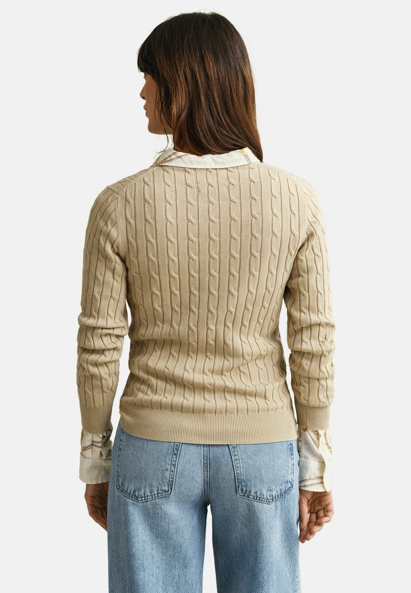 GANT STRETCH CABLE - Svetr - oat beige