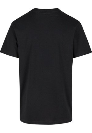 Black cotton t-shirt with short sleeves, crew neck, and a standard fit. The back is solid without prints or patterns.