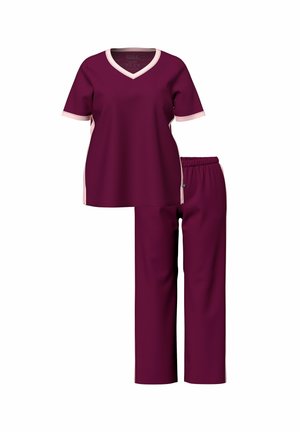 Ulla Popken, TWO-TONE TWO PIECE PAJAMA SET - Nattøj sæt - dark berry