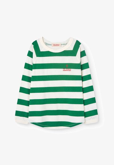 Zelena i bijela prugasta košulja dugih rukava s zaobljenim izrezom. Sadrži mali crveni logo na grudima. Mekana tkanina i ležeran kroj.