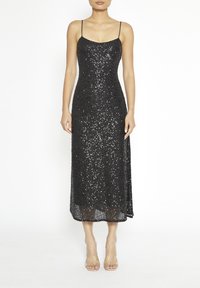 True Decadence SEQUIN MIDI SLIP  - Cocktailjurk - black sequin