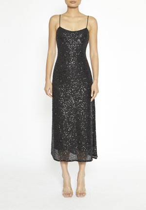 True Decadence SEQUIN MIDI SLIP  - Juhlamekko - black sequin