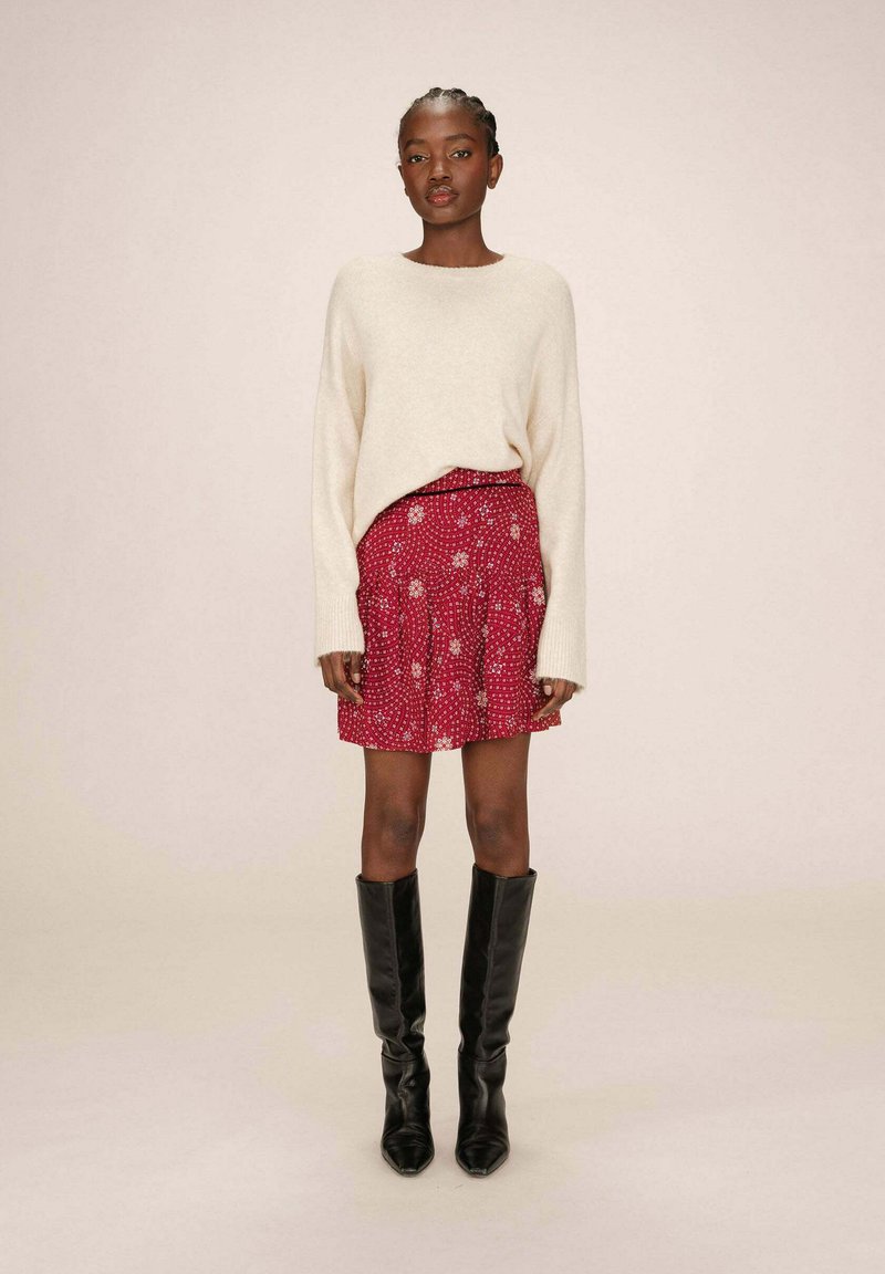 Mini Jupe Ann Taylor Madison Femme Taille 4 Rouge - Zip Coton Mélangé - Occasion