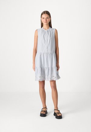 TIERED - Skjortekjole - blue stripe