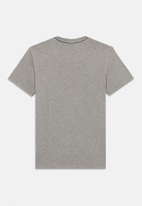 Gray cotton T-shirt with short sleeves, crew neck, and a plain back. The fabric appears soft with a smooth texture and minimal stitching details.
