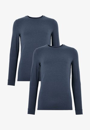 Two long-sleeve t-shirts in dark navy blue, made of soft fabric with a crew neckline and fitted shape. No visible patterns or accents.