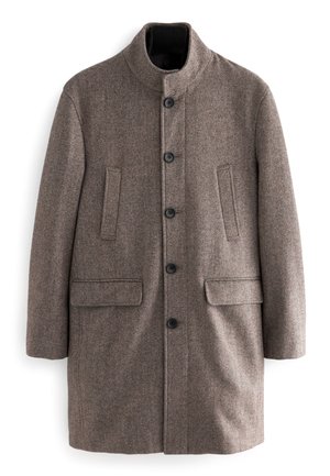 FUNNEL NECK - Halflange jas - cream herringbone