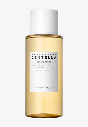Bouteille transparente de tonique tonifiant Madagascar Centella, 210 ml, avec étiquette blanche et bouchon blanc, par SKIN1004.