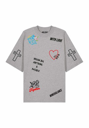 Mira Paris, TATTOO BE KIND OVERSIZED DROPPED SHOULDER TEE 26 UNISEX - T-shirts print - grey