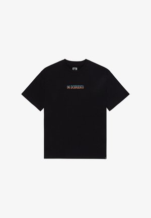 Schwarzes Baumwoll-T-Shirt mit kurzen Ärmeln und Rundhalsausschnitt. Mit mehrfarbigem "DCSHOES"-Logo in der Mitte. Klassisches Passform-Design.