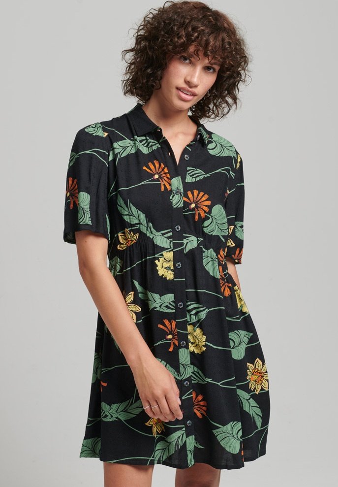 Superdry PRINTED MINI Shirt dress crawford print/black Zalando.co.uk