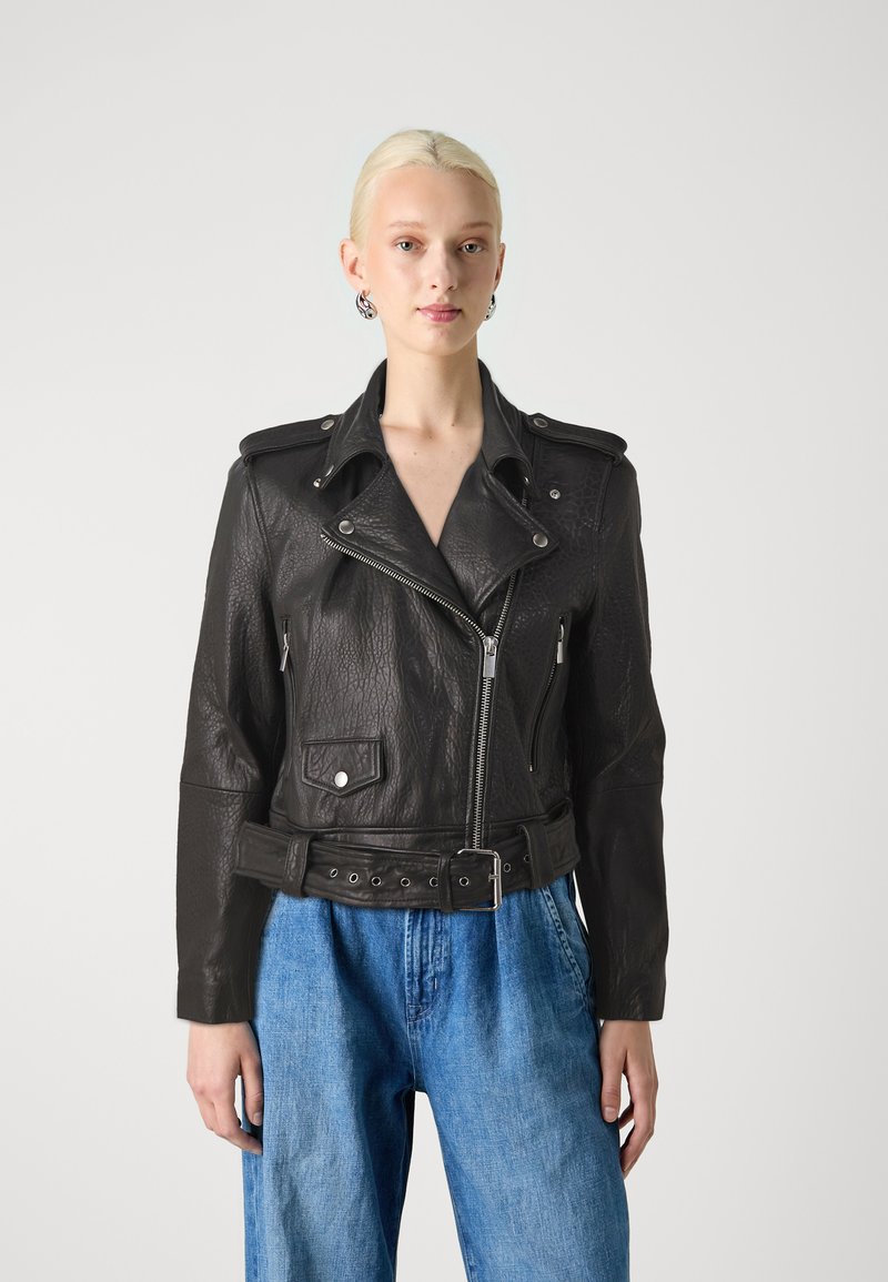Rouge Edit VILANA BIKER JACKET - Veste en cuir - meteorite
