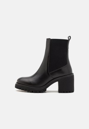LEATHER - Platform ankle boots - black
