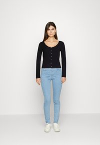 TOM TAILOR DENIM WITH BUTTONS - Langarmshirt - deep black