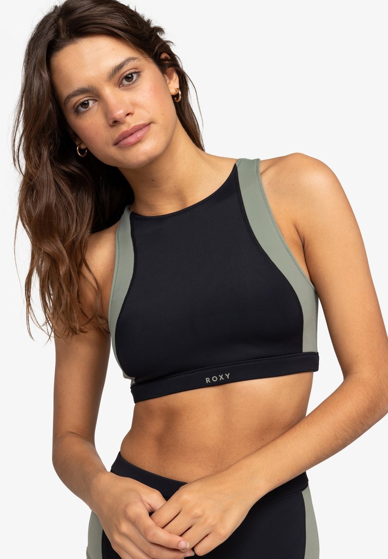 Roxy - PRO FAKE NEOPRENE CROP - Bikiniöverdel - anthracite, Förstora