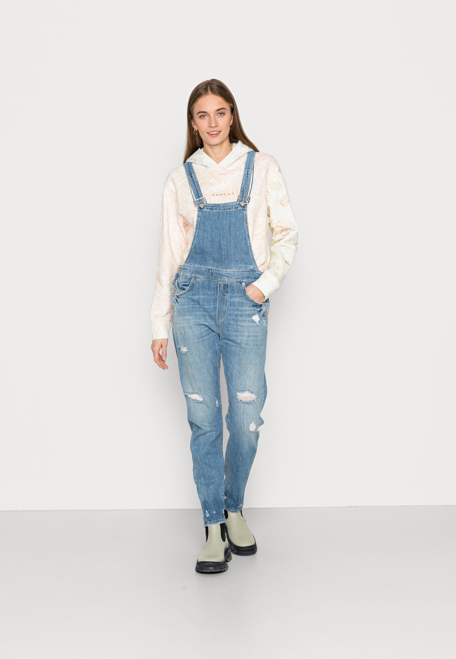 Replay PANTS - Dungarees - blue denim 