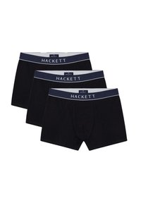 Slip boxer in cotone nero, con vita in navia con logo "HACKETT", texture liscia e design aderente. Set di tre paia.
