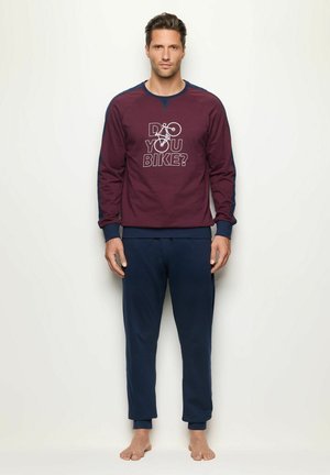 DO YOU BIKE SET - Nattplagg set - burgundy/dark blue with print