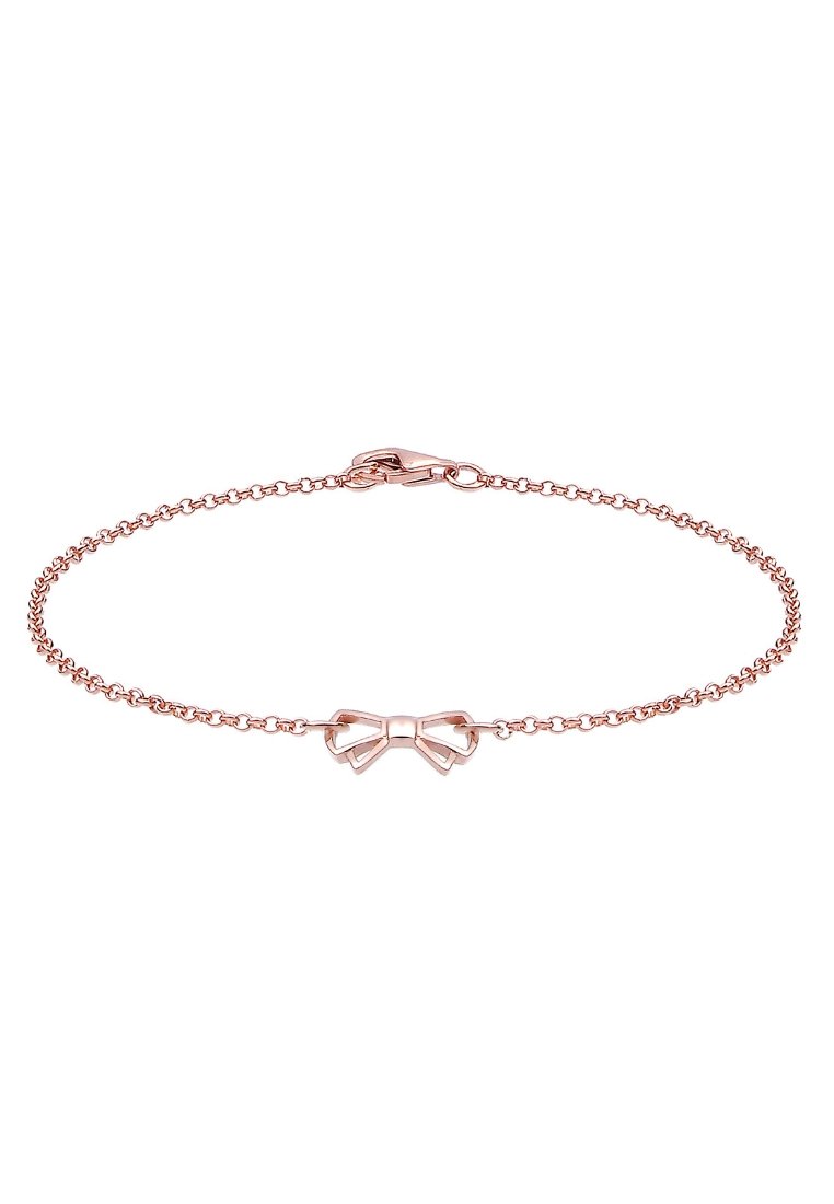 Delikat armband i roséguld med en liten ihålig rosett i mitten och krok-lås.