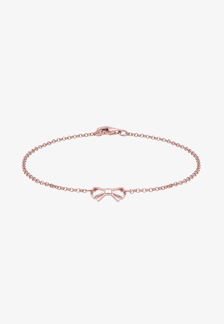 Delikat armband i roséguld med en liten ihålig rosett i mitten och krok-lås.