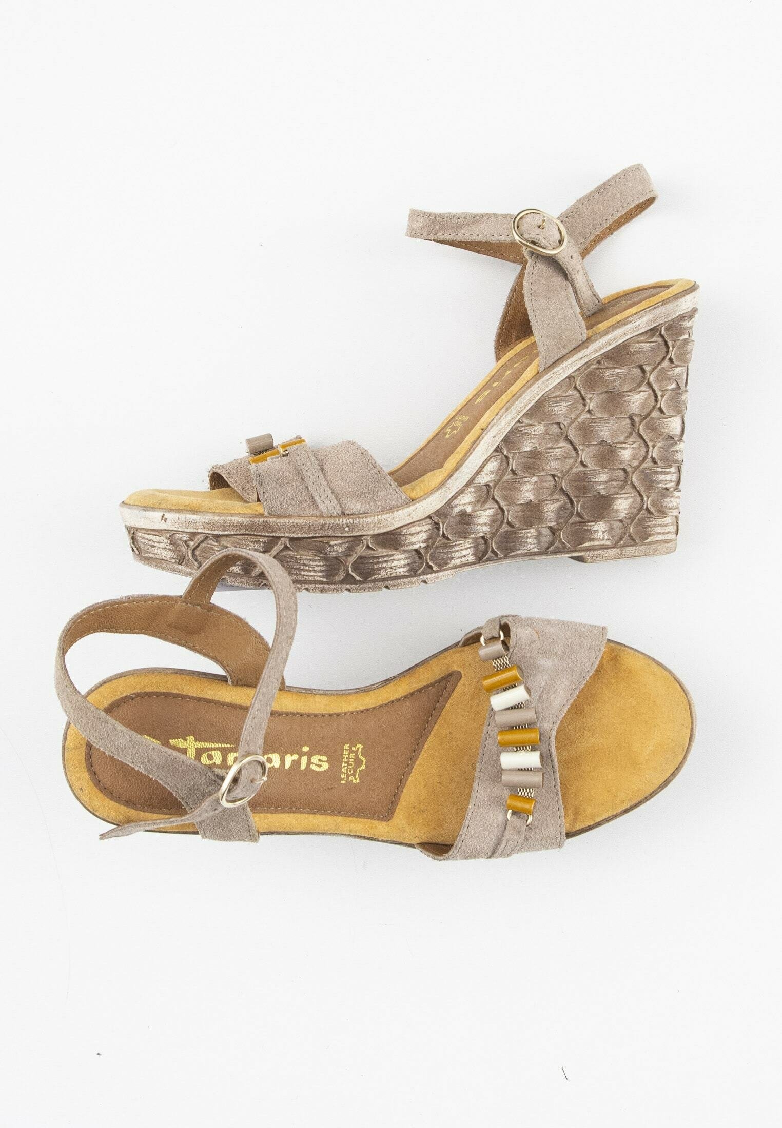 Tamaris Sandalen met sleehak - brown/Bruin - Zalando.nl