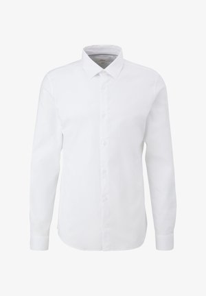 Biała longsleeve koszula z guzikami, wykonana z bawełny, z wywiniętym kołnierzykiem, przodem z listwą guzikową oraz mankietami typu barrel.