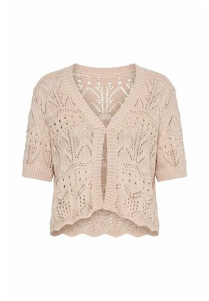 Angel of Style, CARDIGAN, STRAIGHT FIT, OPENWORK KNIT, SHORT SLEEVES - Strickjacke - linen