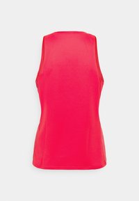 Rood sporttanktop zonder mouwen met een ronde hals, van achteren getoond tegen een witte achtergrond.