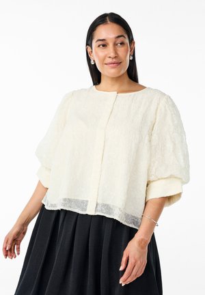 MIT PAILLETTEN UND HALB ÄRMELN - Blouse - vanilla ice