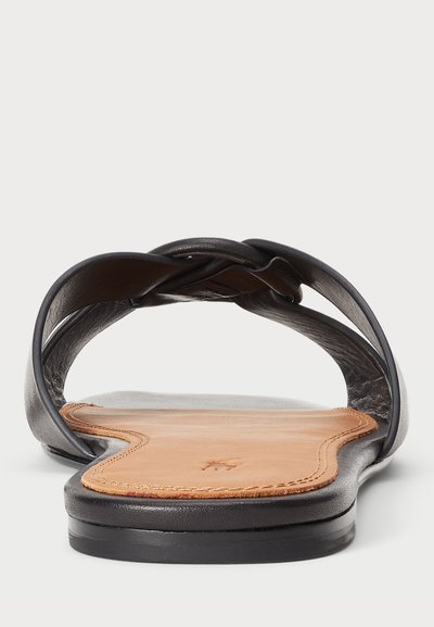 Polo Ralph Lauren LEATHER O-RING SANDAL - Natikači - black