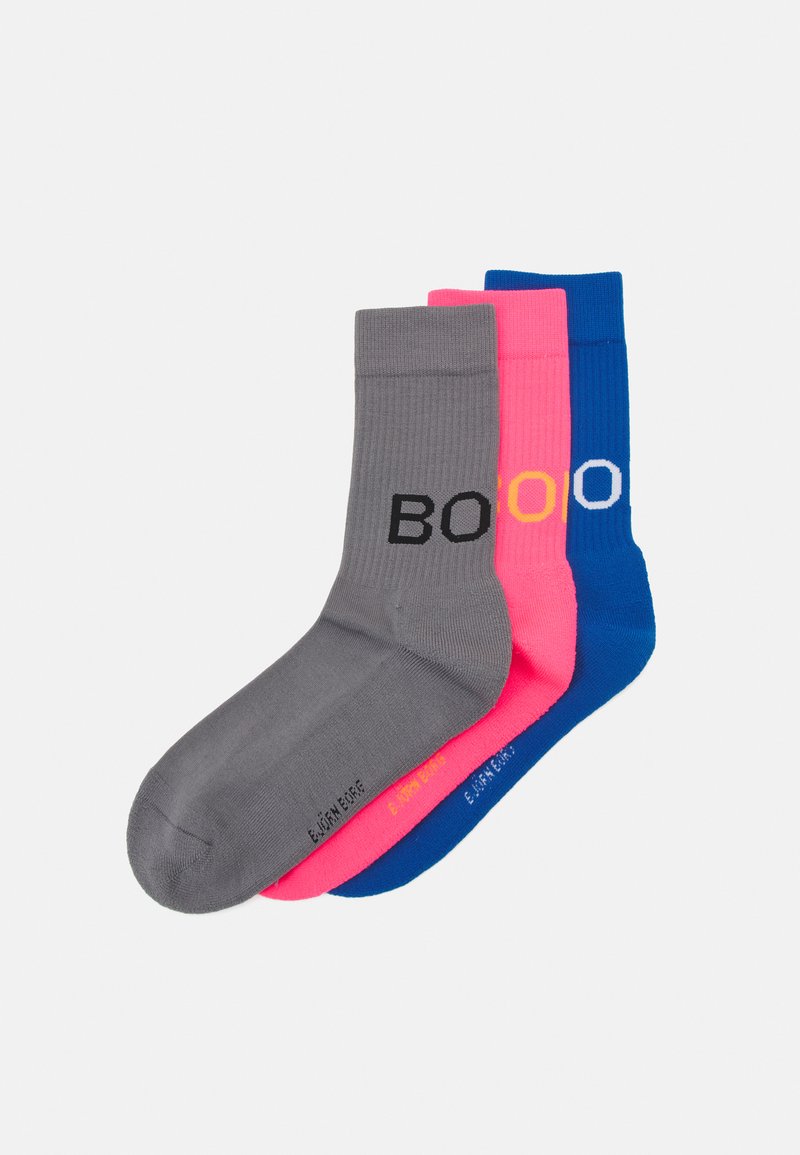 Björn Borg CORE CREW 3 PACK - Nogavice - grey/neon pink/blue