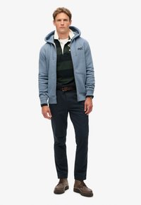 Superdry & Co ESSENTIAL LOGO HOOD TRACK  - Sudadera con cremallera - selvedge blue grit