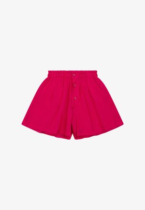 Roze katoenen korte broek met een elastische tailleband, knoopsluiting aan de voorkant, twee zijzakken en een ontspannen, vloeiende pasvorm.