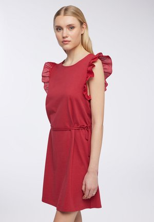 CINTINA CON BALZE  - Vestito di maglina - rosso scuro