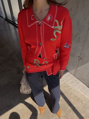 RED MYSTCIAL CARDIGAN - Kardigán - red