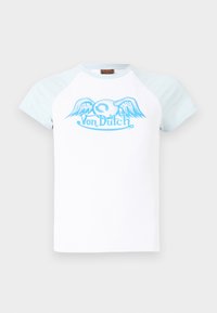 Unselected, bright white/baby blue 