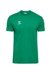 Grön kortärmad T-shirt av bomull. Har en vit logotyp på bröstet och rund halsringning. Mjuk textur med avslappnad passform.