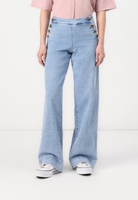 ONLY - ONLMADISON BUTTON WIDE - Wide leg - light blue denim Miniatyrbilde 1