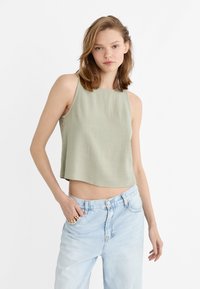 Stradivarius FLOWING RACERBACK - Blůza - khaki