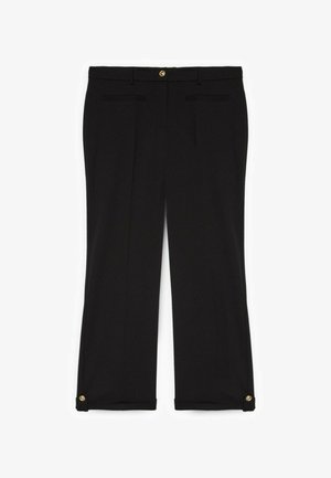 Fiorella Rubino, PANTALONI CROPPED CON RISVOLTO E BOTTONE - Broek - nero
